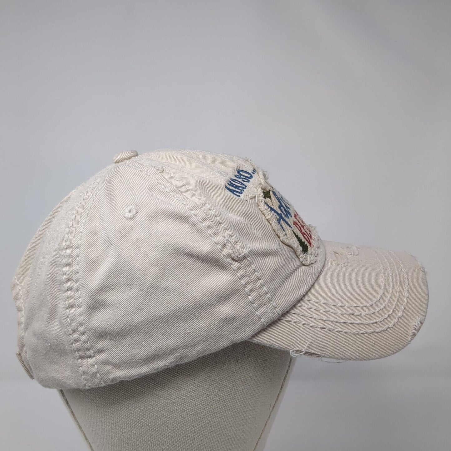 The Adventure Begins Strapback Hat Tan OS Adjustable Distressed KB ETHOS Vintage