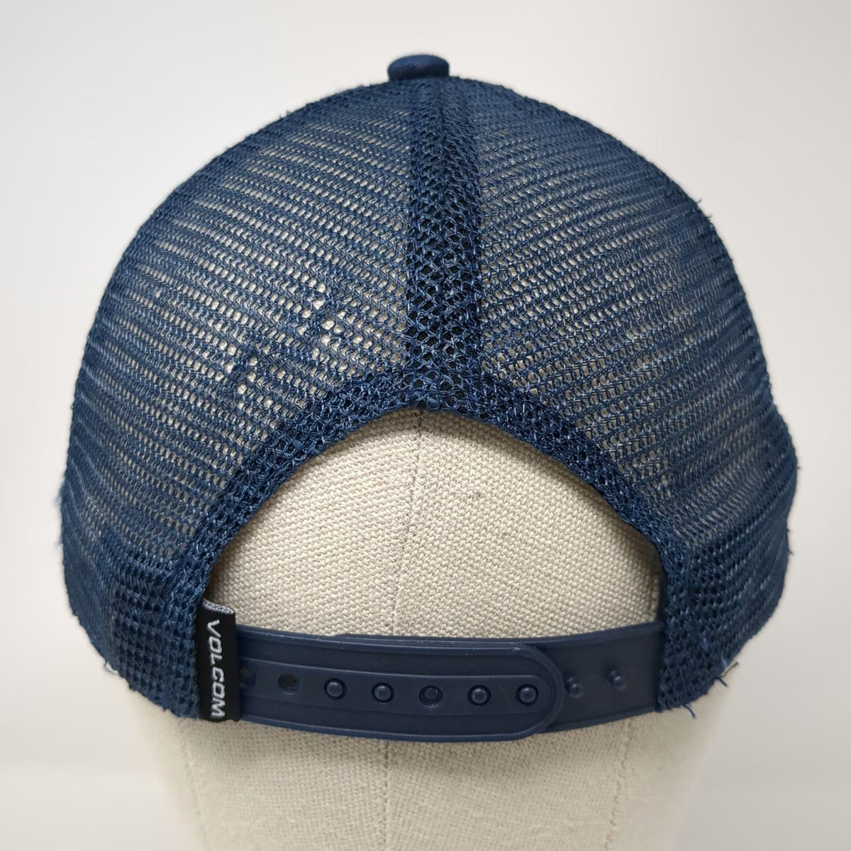 Volcom Trucker Hat Blue Gray One Size Snapback Mesh Distressed Stone Surf Hat