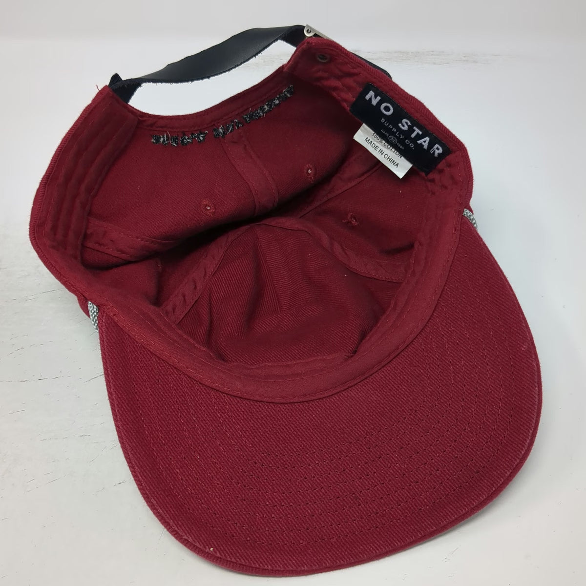No Star Supply Co 5 Panel Red Hat One Size Rope Strapback Geometric Logo Cotton