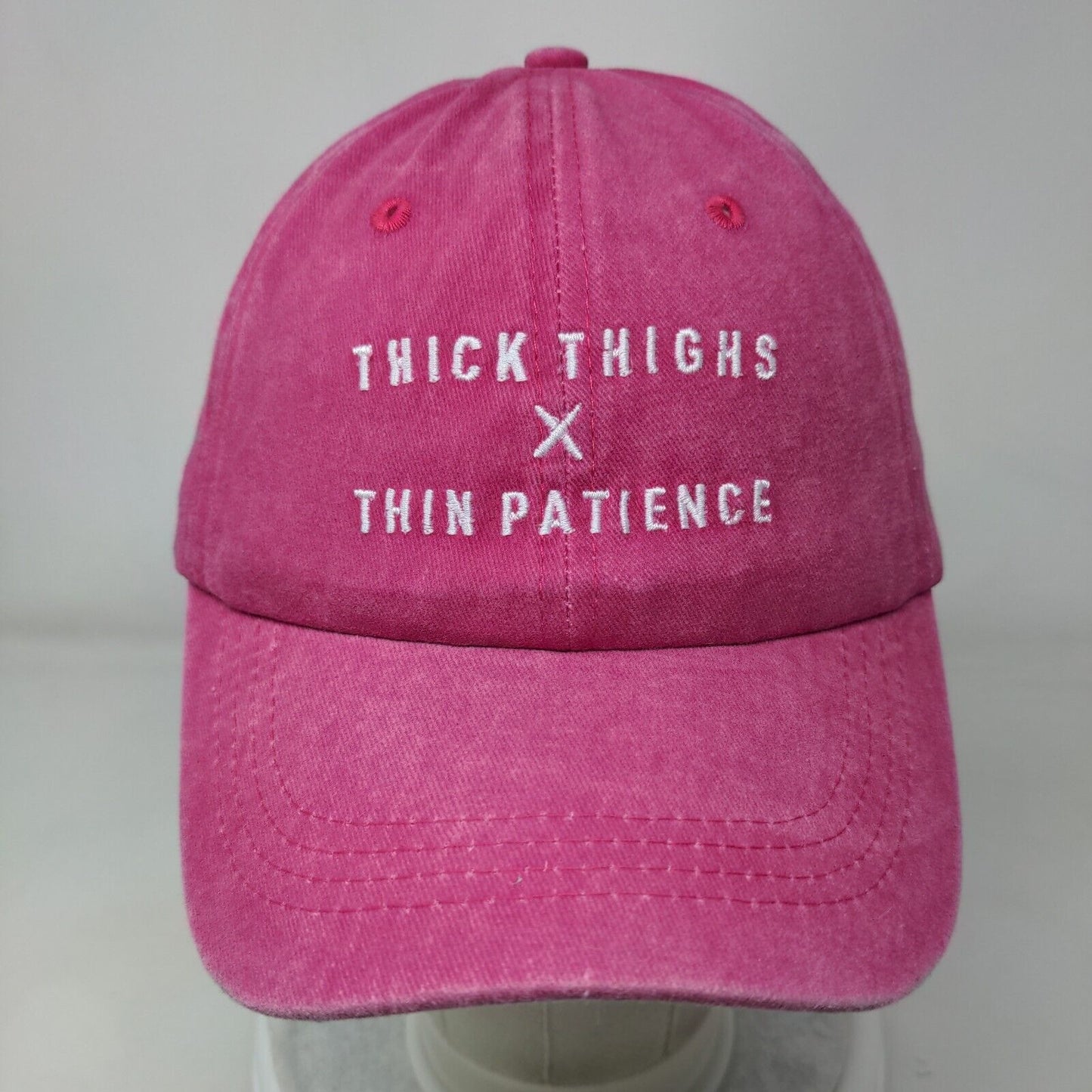 Thick Thighs x Thin Patience Slideback Hat Pink One Size Adjustable Embroidered