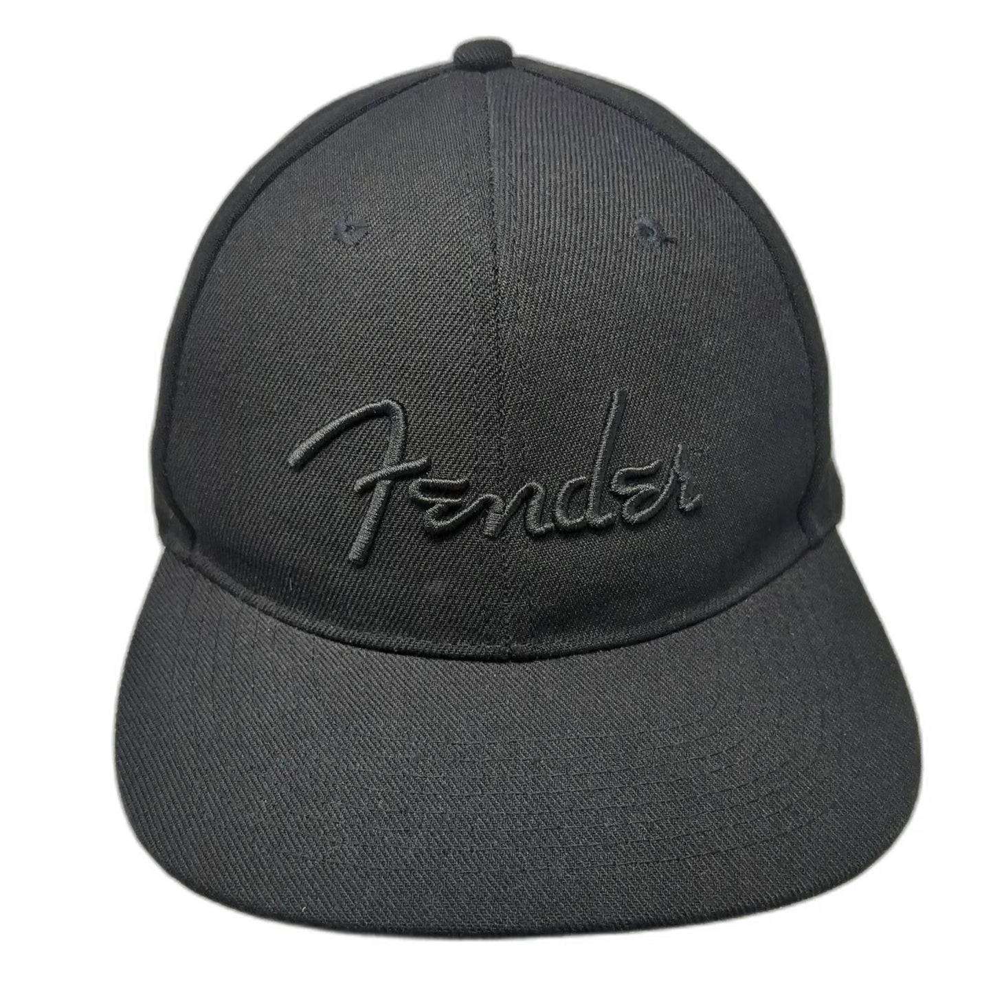 Fender Snapback Hat Black One Size Flat Brim Embroidered Logo Music Gear