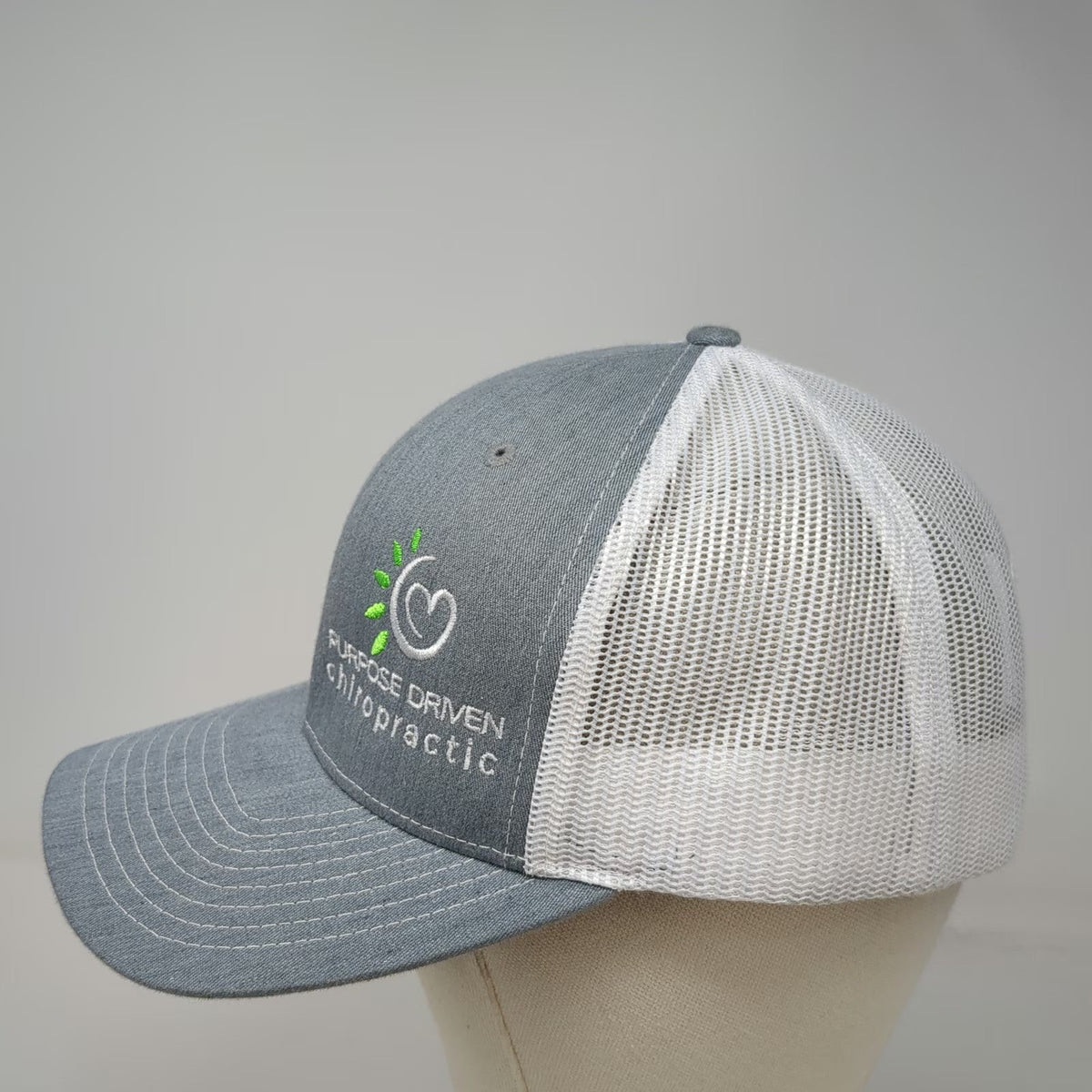Richardson Trucker Hat Gray One Size Purpose Driven Chiropractic Logo Snapback