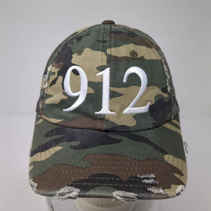 912 Slideback Hat Camouflage One Size Adjustable Embroidered Distressed District