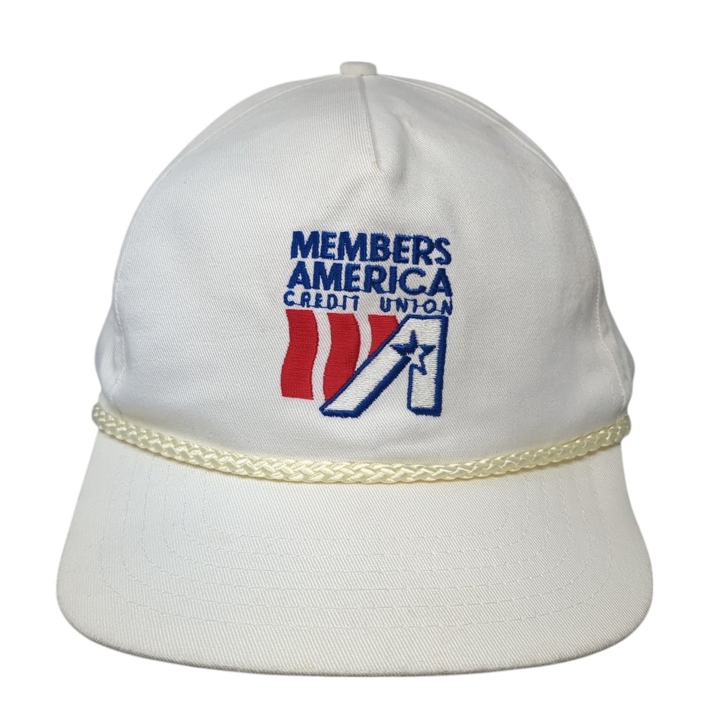 Members America Credit Union Snapback Rope Hat White One Size Outdoor