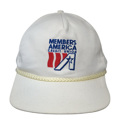 Members America Credit Union Snapback Rope Hat White One Size Outdoor