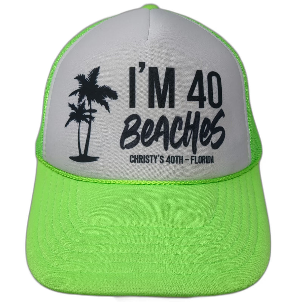 OTTO Trucker Hat Green One Size Mesh Snapback Palm Tree Florida Birthday Party