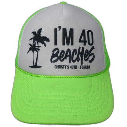 OTTO Trucker Hat Green One Size Mesh Snapback Palm Tree Florida Birthday Party