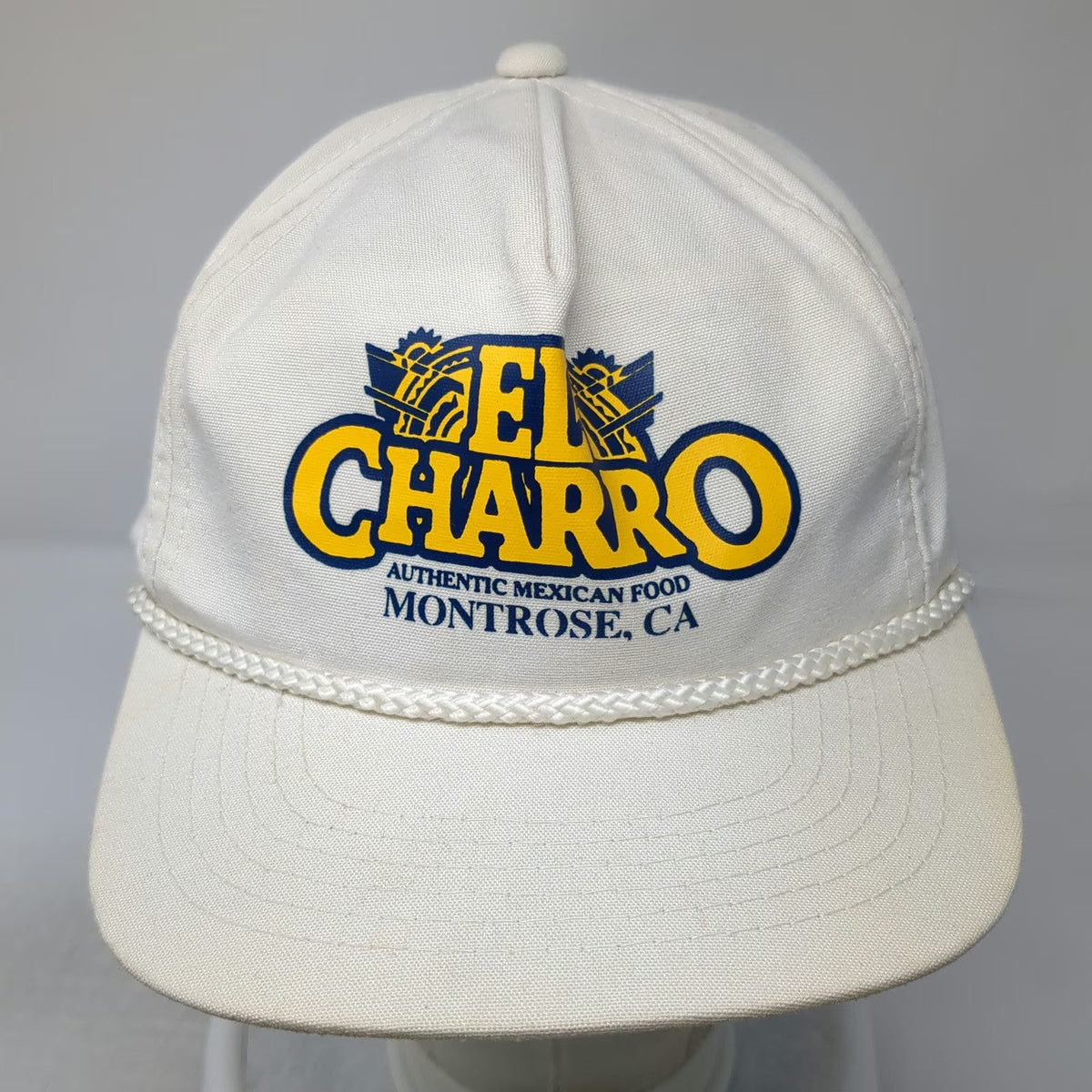 Headwear II 5 Panel White Hat OSFM Snapback El Charro Mexican Food Rope Green