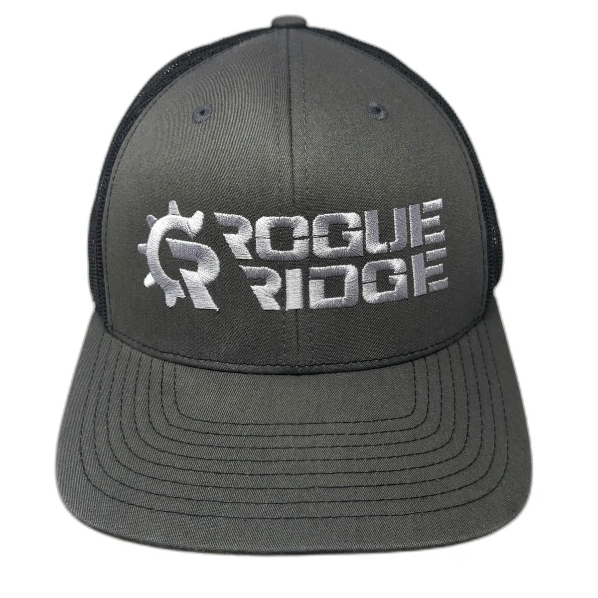 Richardson Trucker Hat Gray One Size Rogue Ridge Logo Mesh Back Snapback Cap