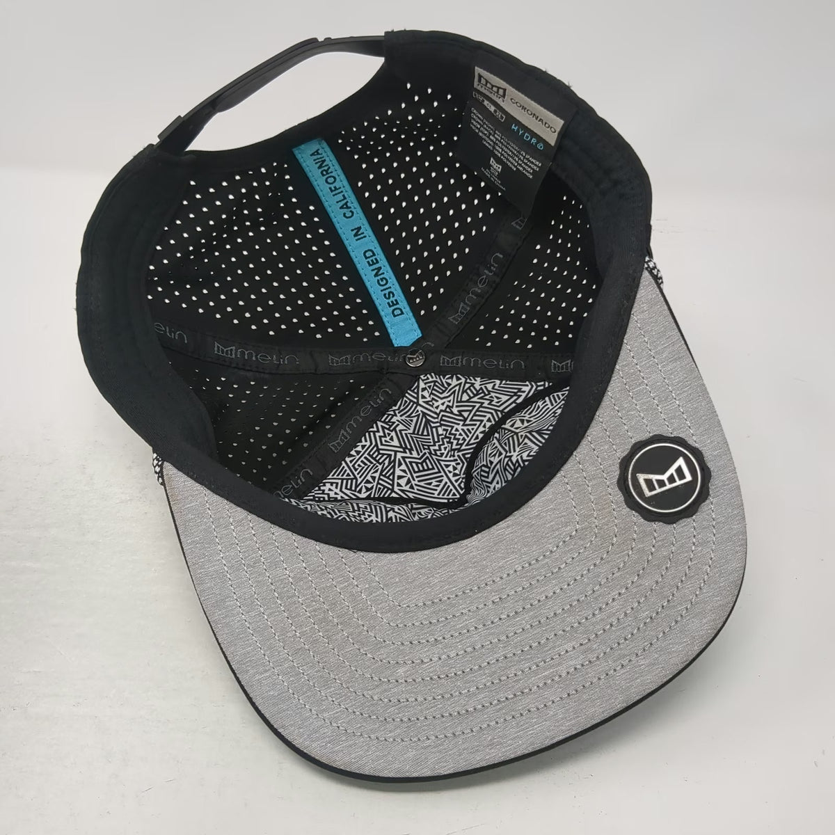 Melin Trucker Hat Black L Perforated Rope Flat Brim Hydro Coronado Poly Snapback