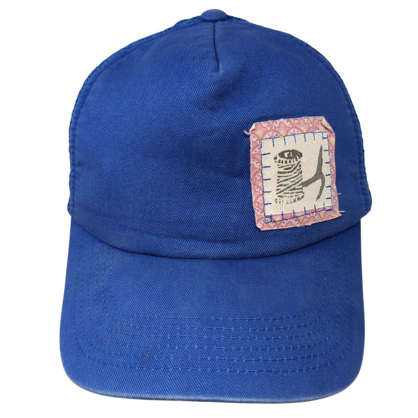 BIG X Snapback Trucker Hat Blue One Size Adjustable Patch Mesh Back 6 Panel