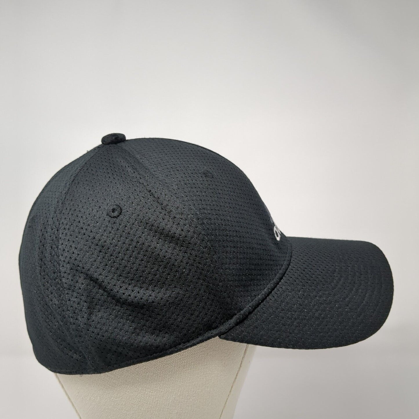 Adidas 3 Stripes Fitted Hat Black One Size Climalite Embroidered Solid