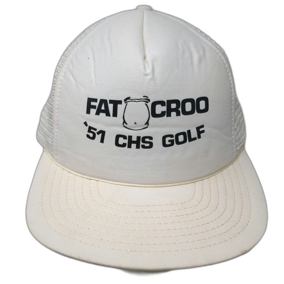 Sportcap Trucker Hat White One Size Mesh Golf Fat Croo 51 CHS Snapback Foam Logo