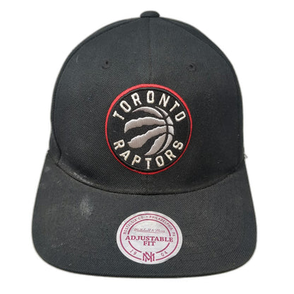 Mitchell & Ness NBA Toronto Raptors Snapback Hat Black One Size Flat Brim Logo