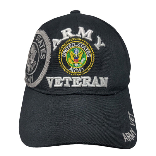 United States Army Veteran Strapback Hat Black OSFA Embroidered Cursedi