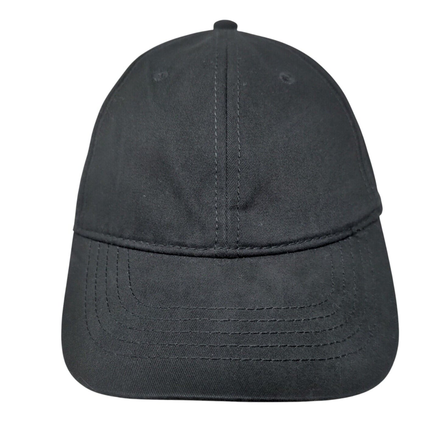 Unbranded Slideback Hat Black OSFM Adjustable Vented Holes 6 Panel Blank