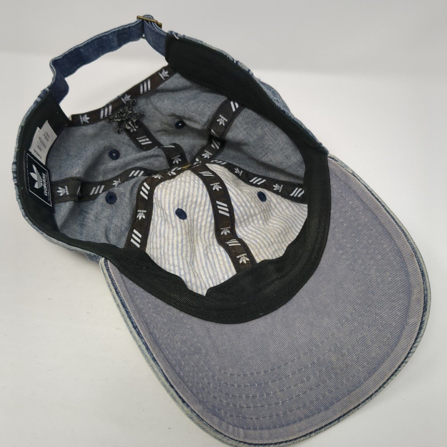 Adidas Trefoil Slideback Hat Blue One Size Adjustable Embroidered Denim