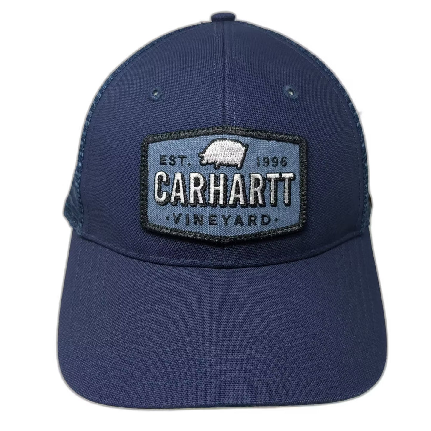 Carhartt Trucker Hat Blue OS Santa Ynez Valley Vineyard Patch Mesh Snapback
