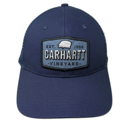 Carhartt Trucker Hat Blue OS Santa Ynez Valley Vineyard Patch Mesh Snapback
