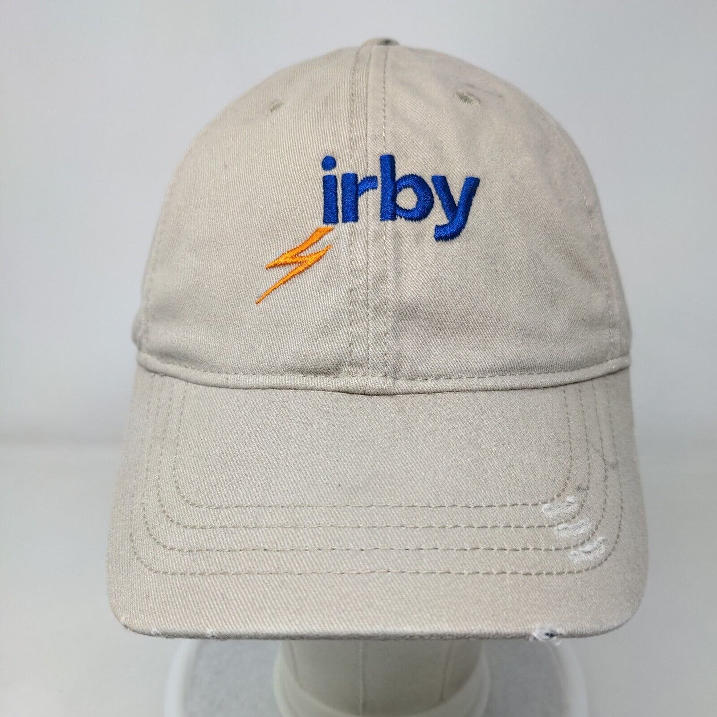 Irby Strapback Hat Tan One Size Adjustable Embroidered 6 Panel Vent Holes