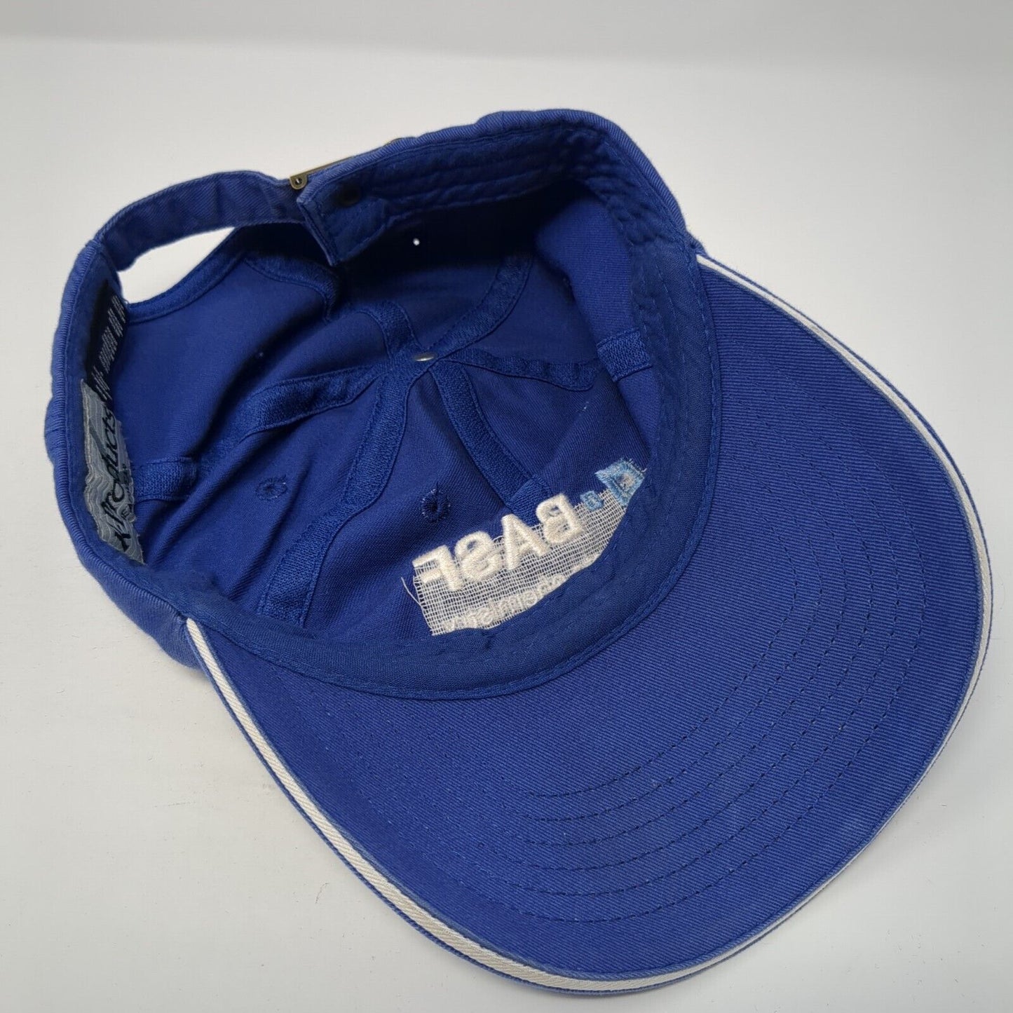 O-BASF We Create Chemistry Slideback Hat Blue One Size Adjustable Embroidered