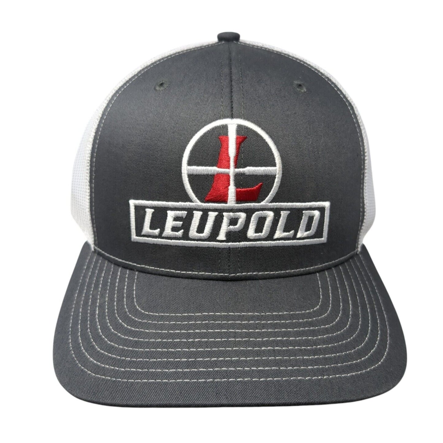 Leupold Snapback Trucker Hat Gray One Size Mesh Back Embroidered 6 Panel