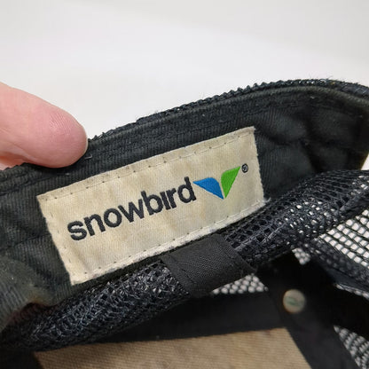 Snowbird Trucker Hat Black One Size 5 Panel Mesh Snapback Ski Resort Utah Logo