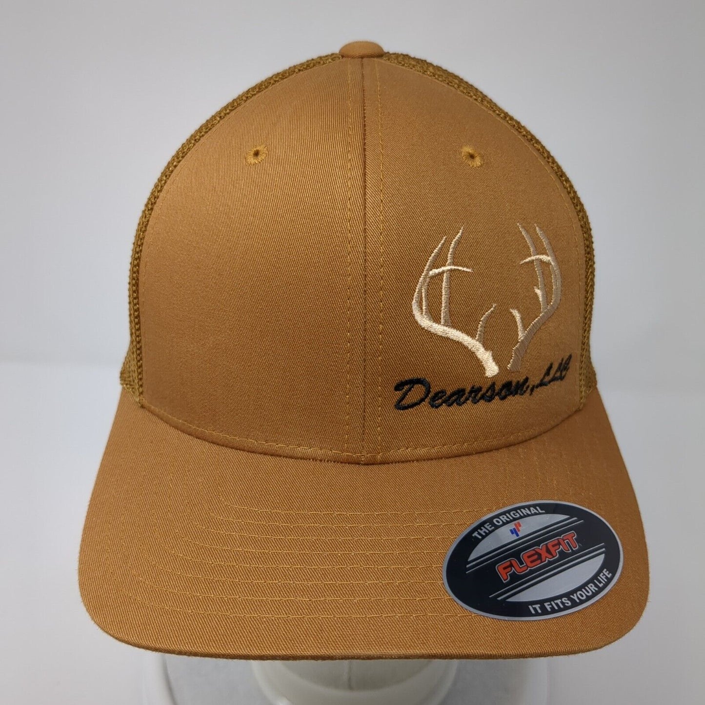 Dearson LLC Fitted Trucker Hat Brown OS Flexfit Mesh Back Embroidered Yupoong