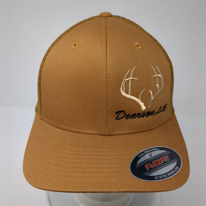 Dearson LLC Fitted Trucker Hat Brown OS Flexfit Mesh Back Embroidered Yupoong