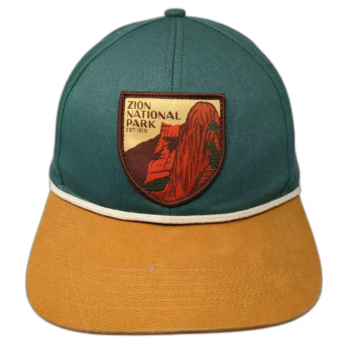 Sendero Zion National Park Green Snapback Hat One Size Topo Map Rope Adjustable