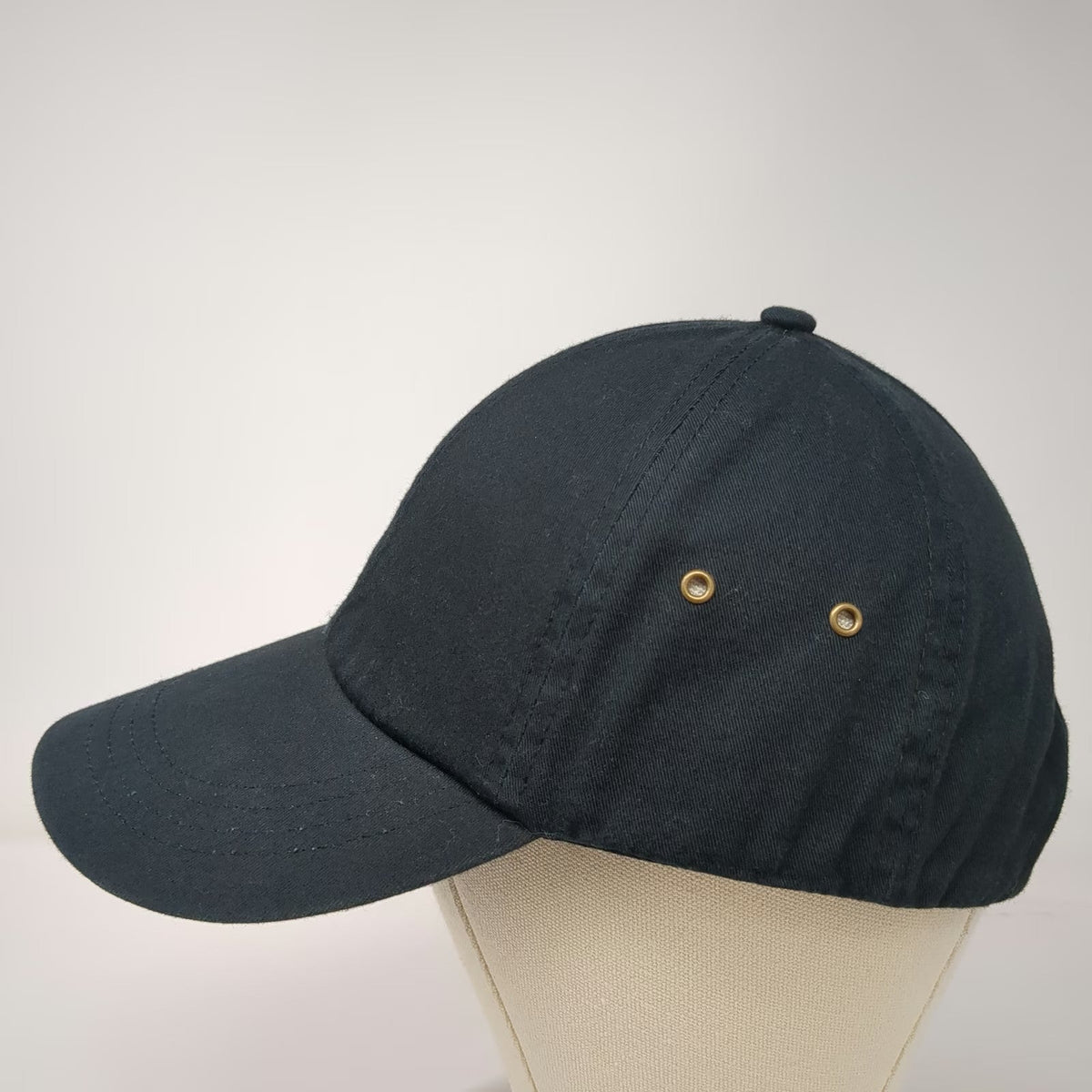 Anvil Baseball Cap Black One Size Solid Cotton Slideback Buckle Blank Hat