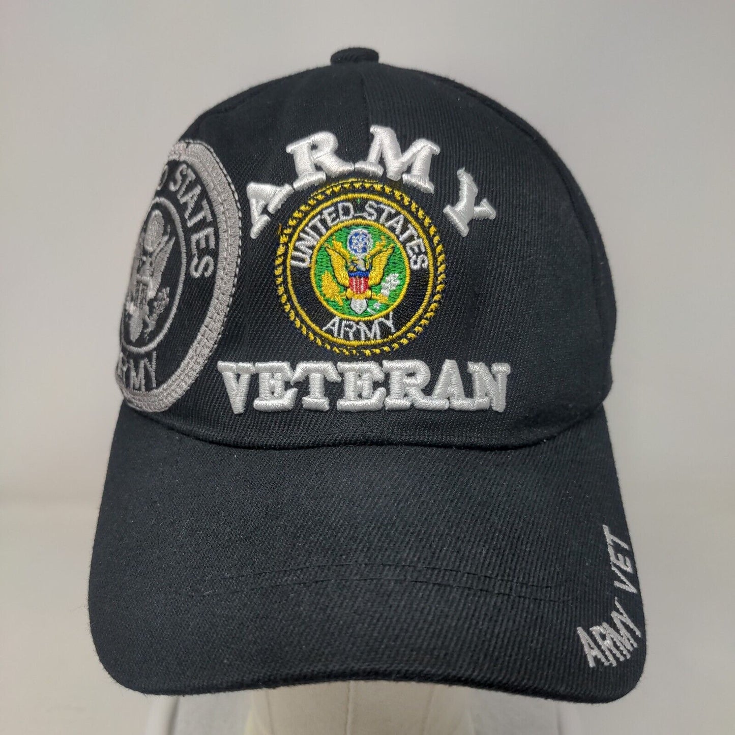 United States Army Veteran Strapback Hat Black OSFA Embroidered Cursedi