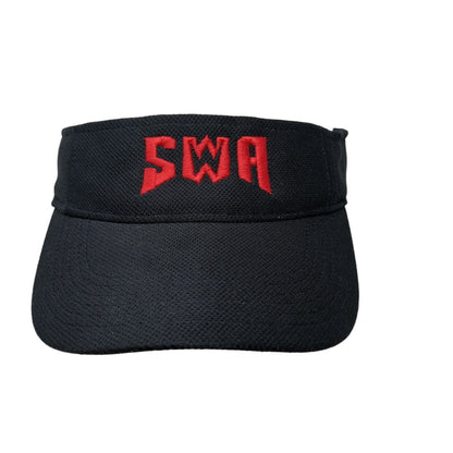 SWA Strapback Sun Visor Hat Black OSFA Adjustable Embroidered Sport-Tek