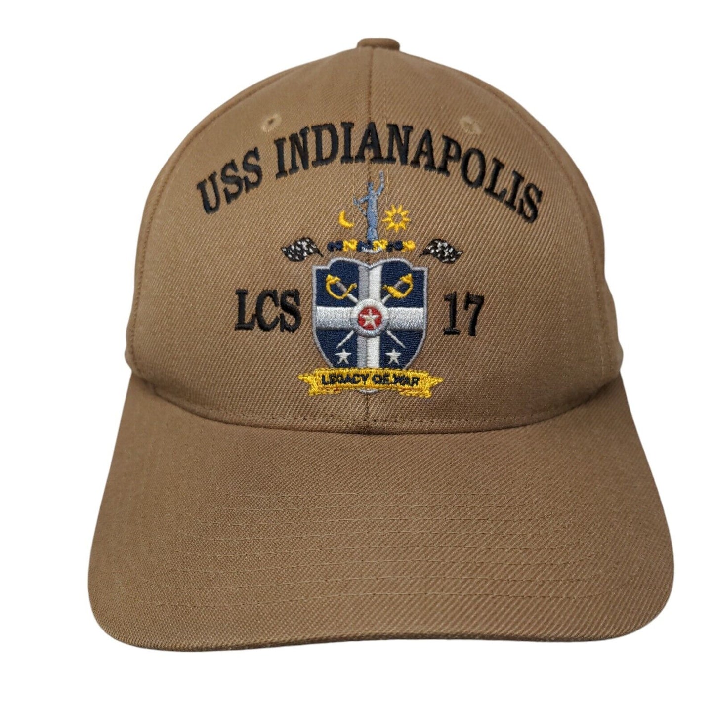USS Indianapolis LCS 17 Strapback Hat Brown One Size Patriotic The Corps Barbara