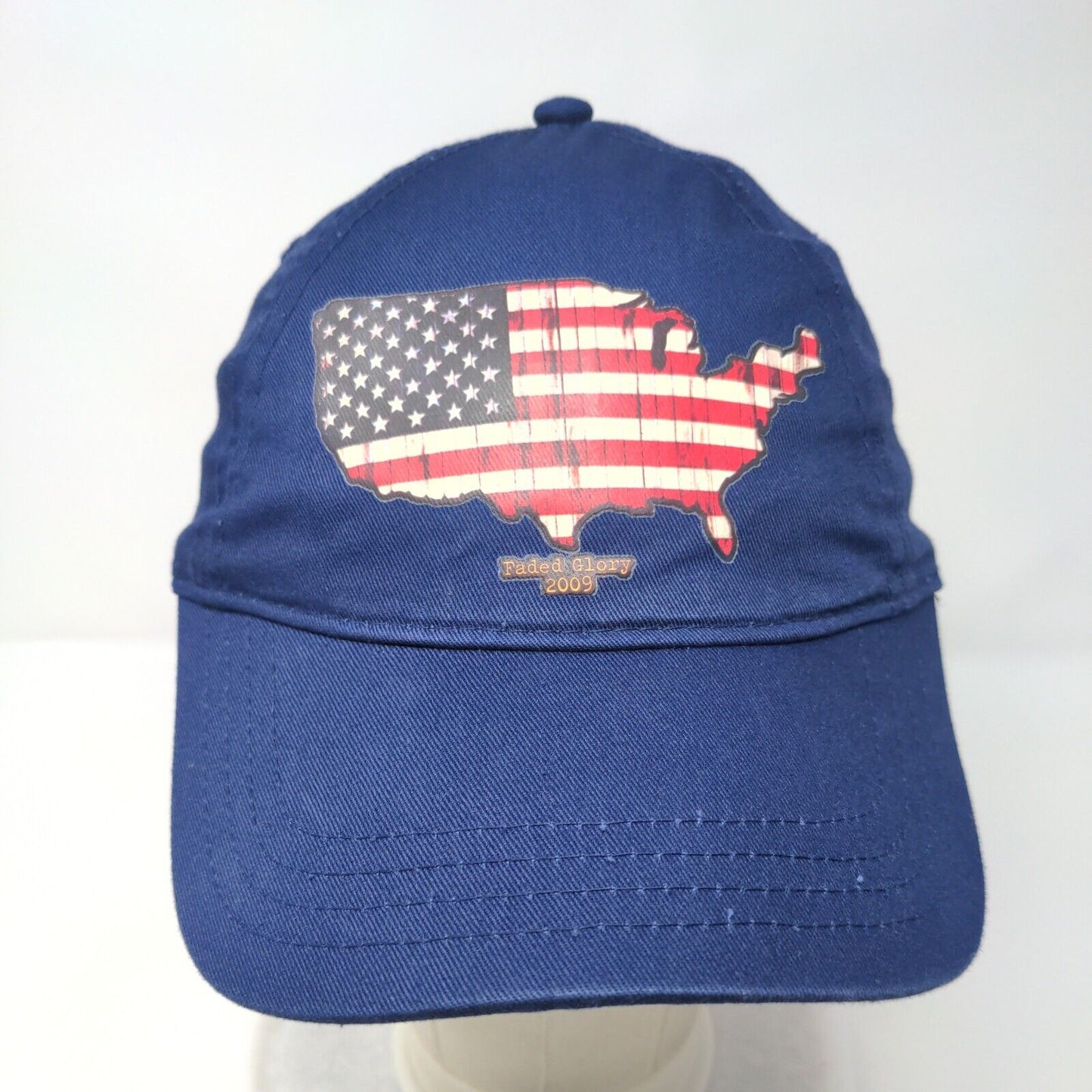 Faded Glory 2009 Slideback Hat Blue One Size Adjustable American Flag Patriotic