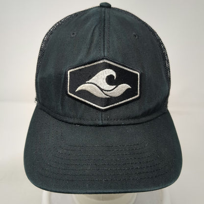 Otto Trucker Hat Black One Size Mesh Back Snapback Wave Patch Structured Crown