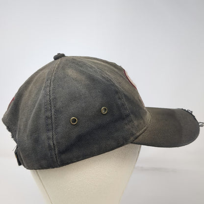 Caterpillar Baseball Cap Black Beige Red One Size Distressed Brim Strapback Hat