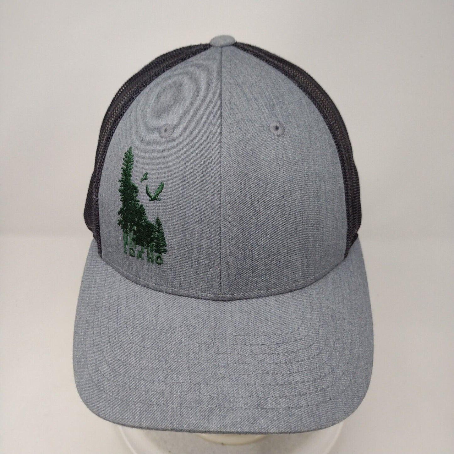 Idaho Trees Snapback Mesh Back Trucker Hat Gray M/L Embroidered