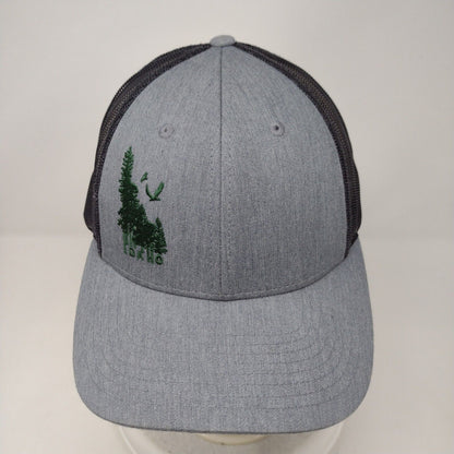 Idaho Trees Snapback Mesh Back Trucker Hat Gray M/L Embroidered