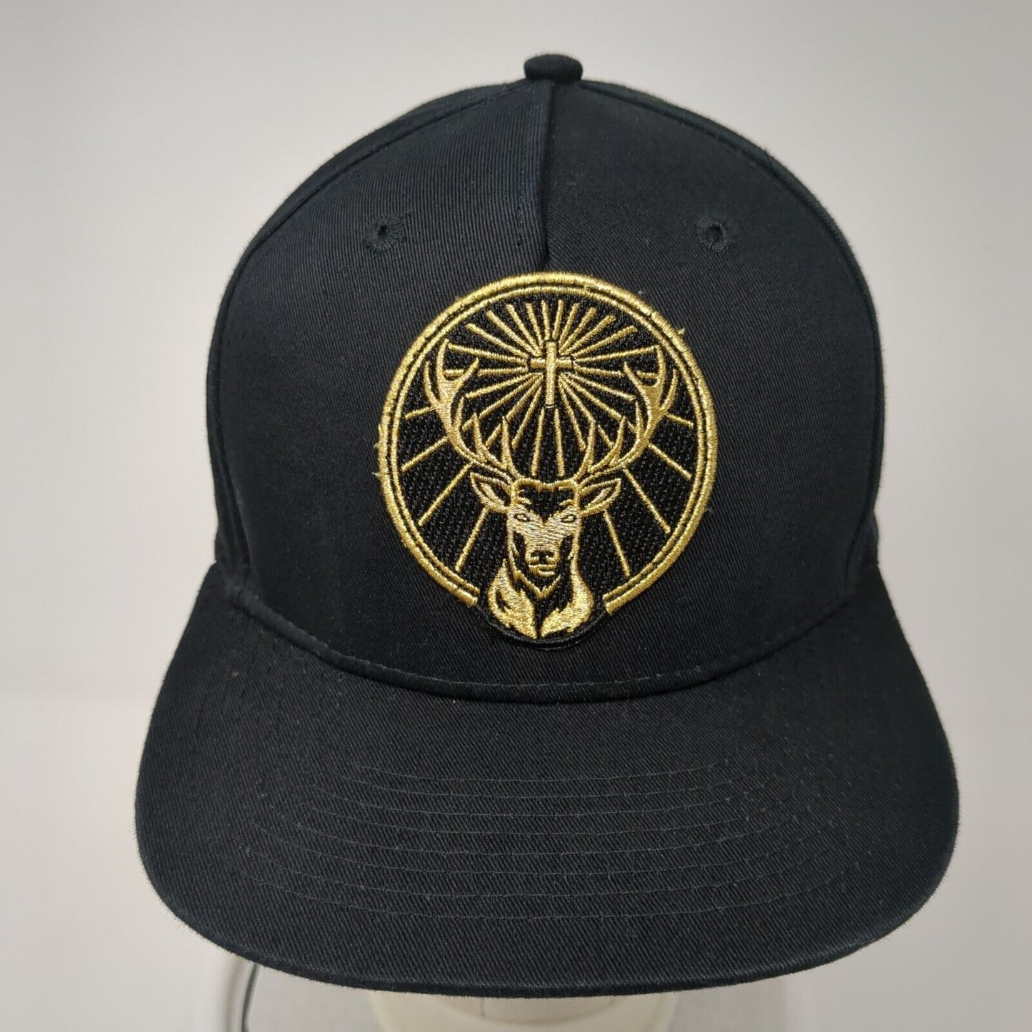 Jagermeister Snapback Hat Black One Size Adjustable Embroidered 6 Panel