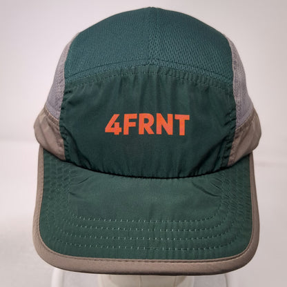 Territory Run Co 5 Panel Green One Size Hat 4FRNT Orange Logo Mesh Slideback