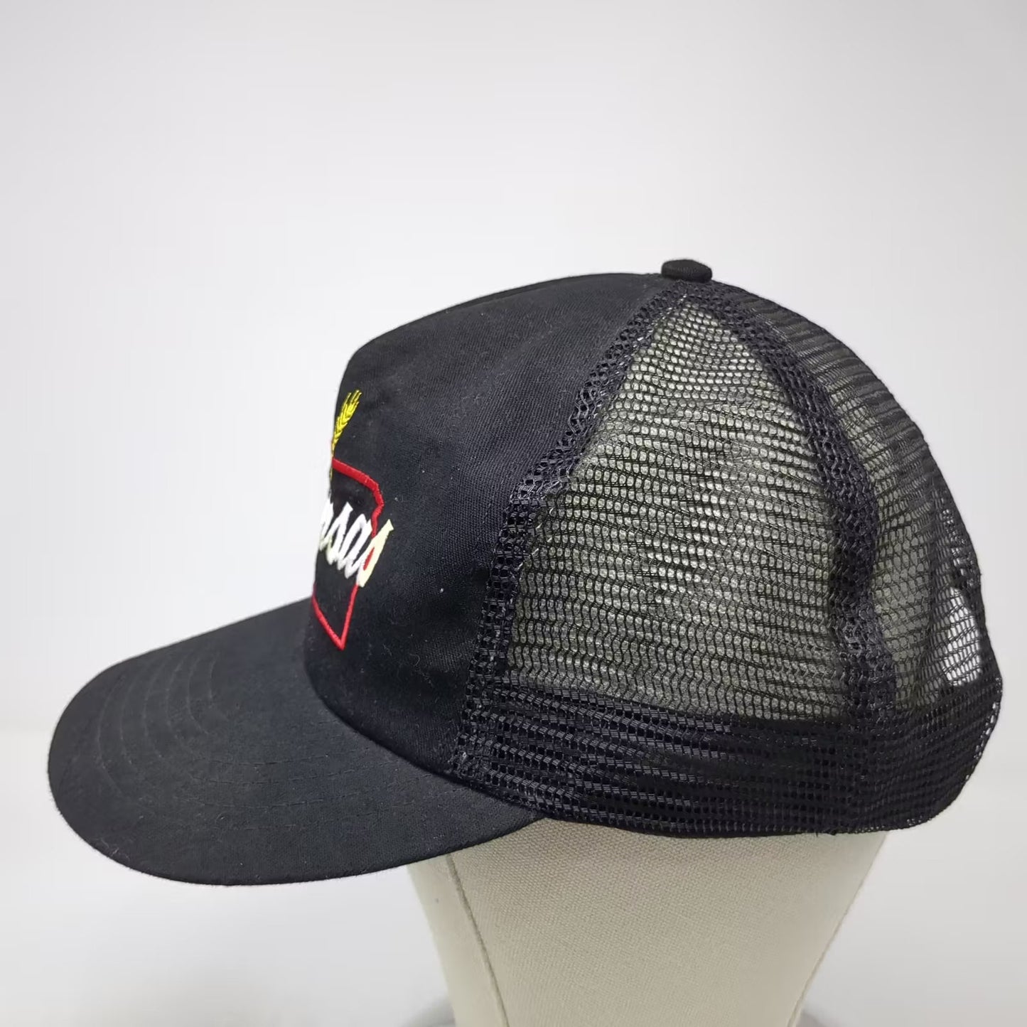 Black Kansas Wheat State Outline Trucker Hat Snapback OS Adjustable USA Vintage