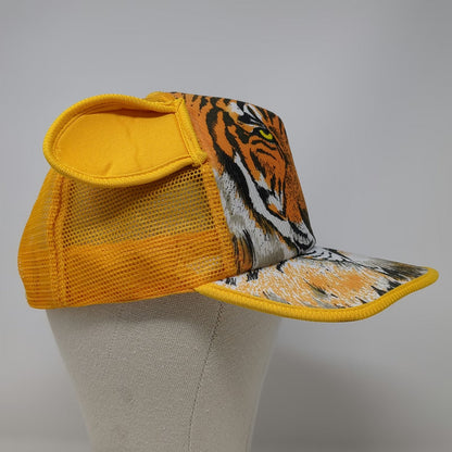 Orange Trucker Hat One Size Tiger Face 3D Ears Mesh Back Snapback Graphic