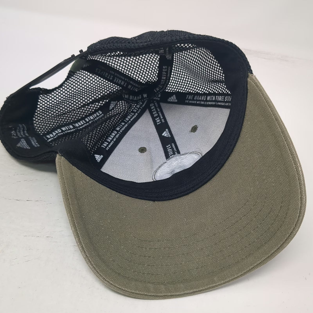adidas Trucker Hat Brown One Size Mesh Snapback Three Stripes Patch Logo