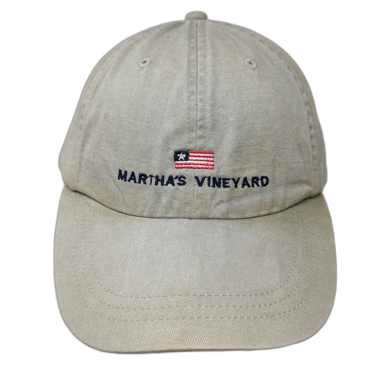 Adams Martha's Vineyard American Flag Baseball Cap Beige One Size Leather Hat