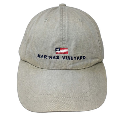 Adams Martha's Vineyard American Flag Baseball Cap Beige One Size Leather Hat