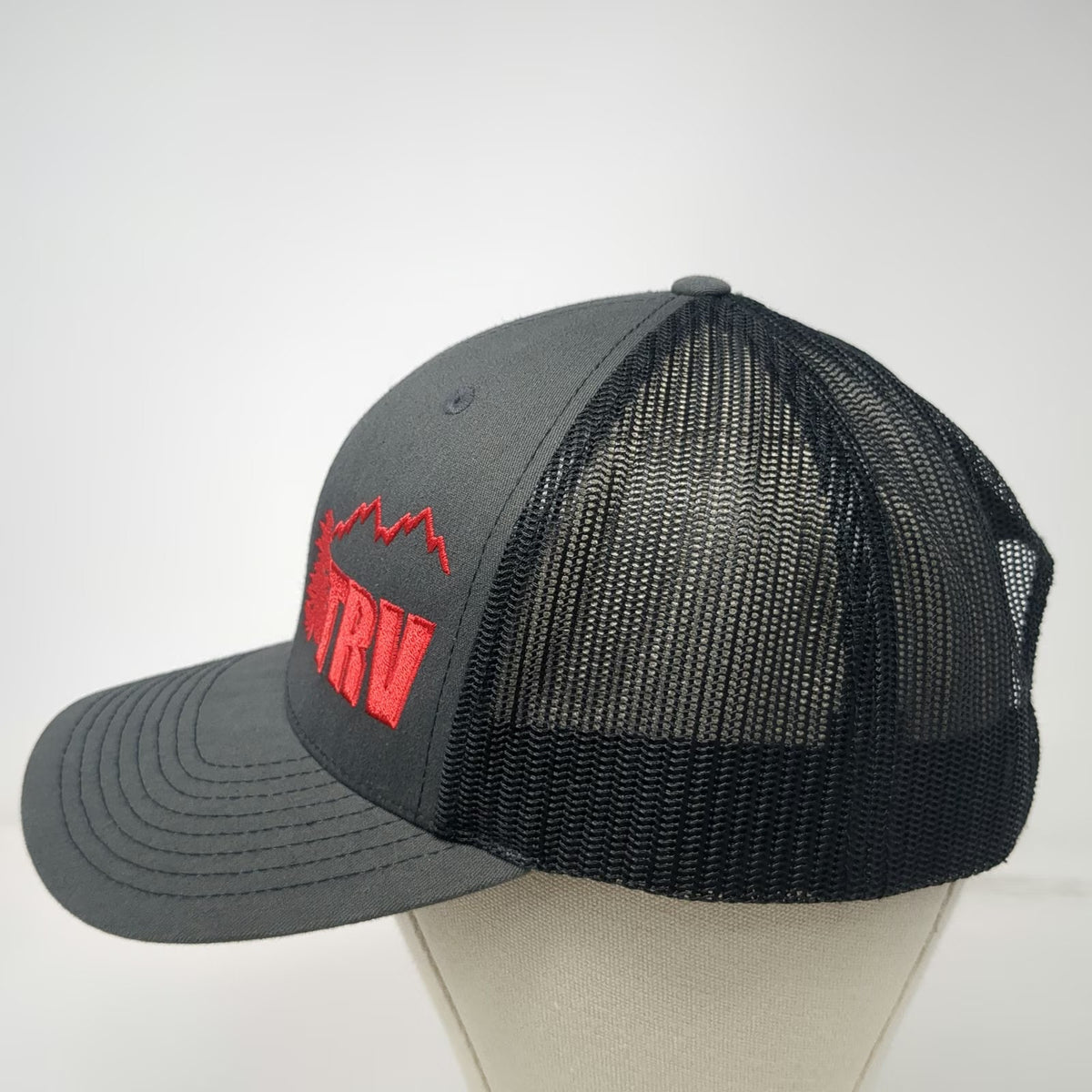 Richardson Trucker Hat Gray One Size Mesh Back TRU Mountain Pine Tree Snapback