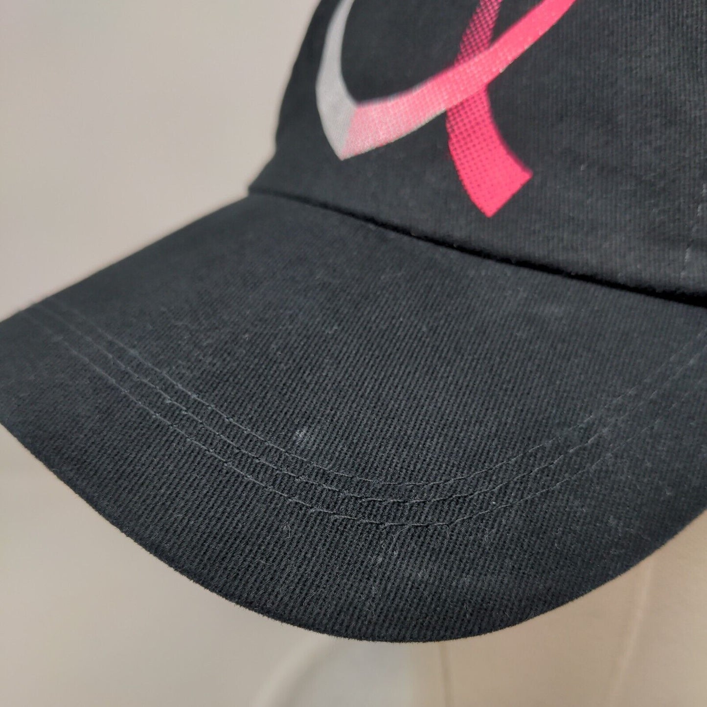 Pink Heart Breast Cancer Awareness Slideback Hat Black OS Adjustable Cotton