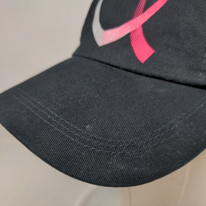 Pink Heart Breast Cancer Awareness Slideback Hat Black OS Adjustable Cotton