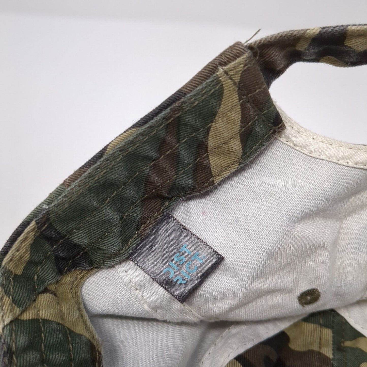912 Slideback Hat Camouflage One Size Adjustable Embroidered Distressed District
